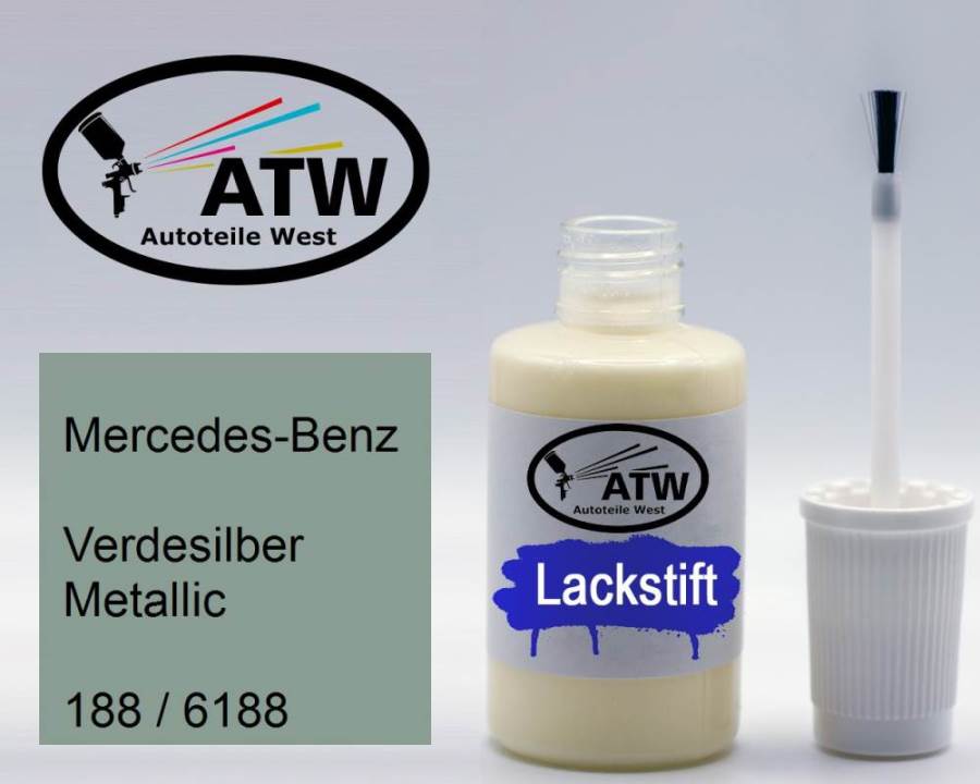 Mercedes-Benz, Verdesilber Metallic, 188 / 6188: 20ml Lackstift, von ATW Autoteile West.